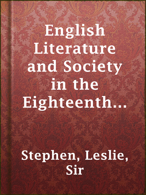 Cover image for English Literature and Society in the Eighteenth Century